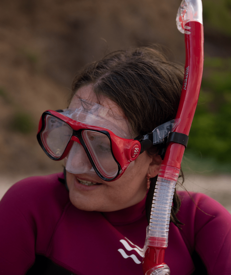 Watery Combo snorkel set for adults - Hudson Semi-Dry - Red