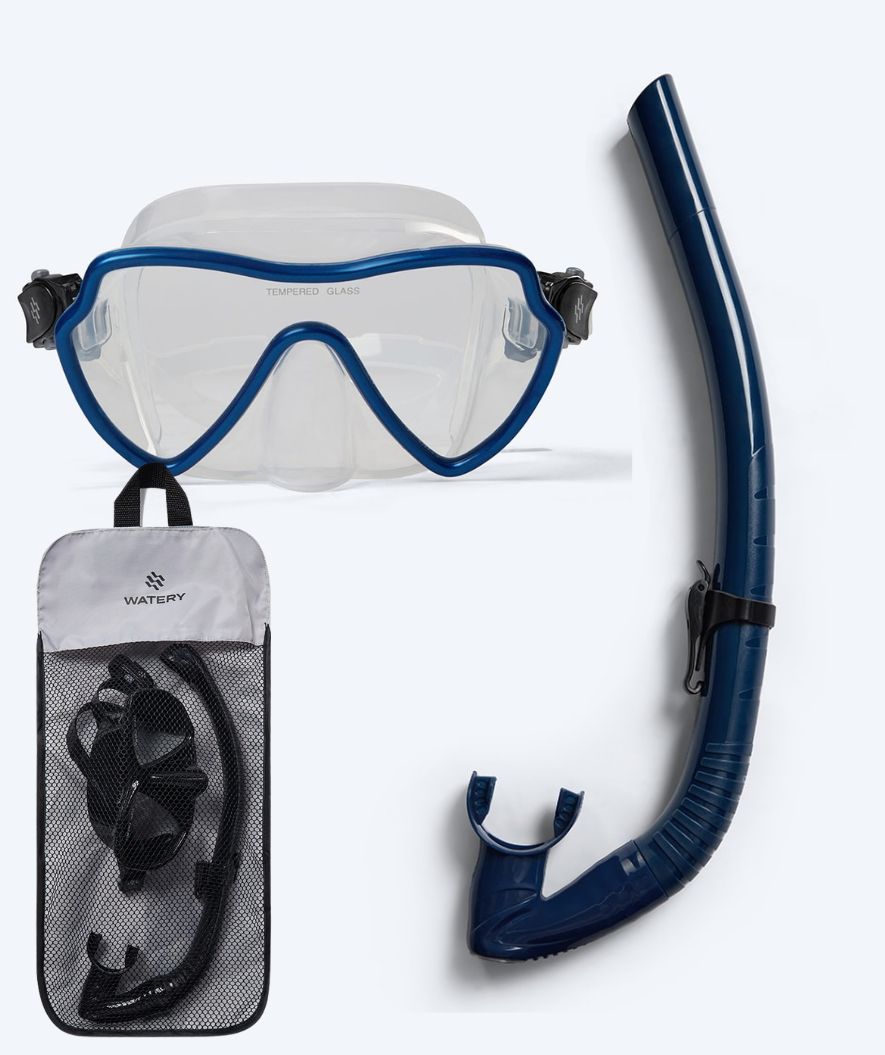 Watery Combo snorkel set for adults (from 15 years) - Fraser/Coast - Blue/dark blue