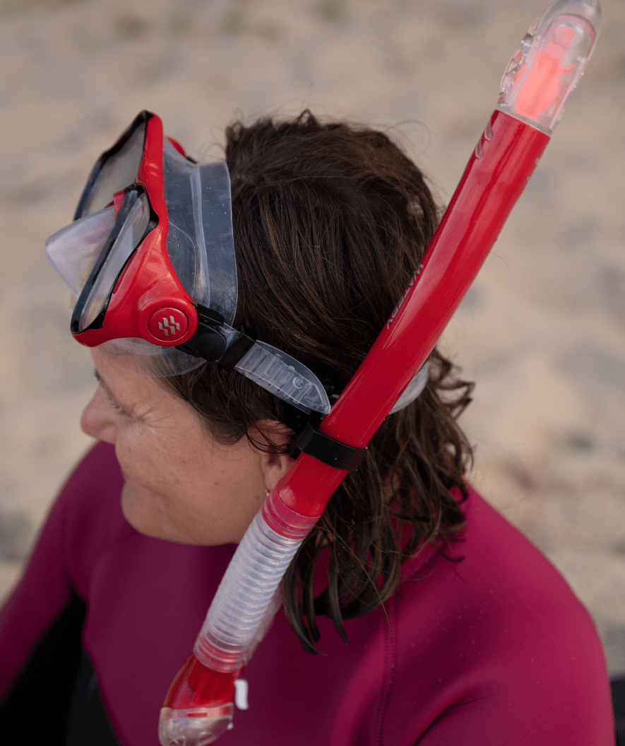 Watery Combo snorkel set for adults - Hudson Semi-Dry - Red