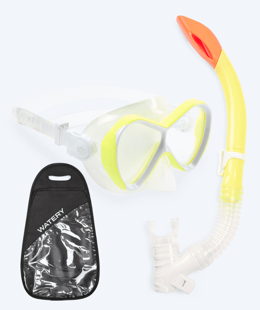 Watery Combo snorkel set for kids - Triton Semi-dry - Yellow