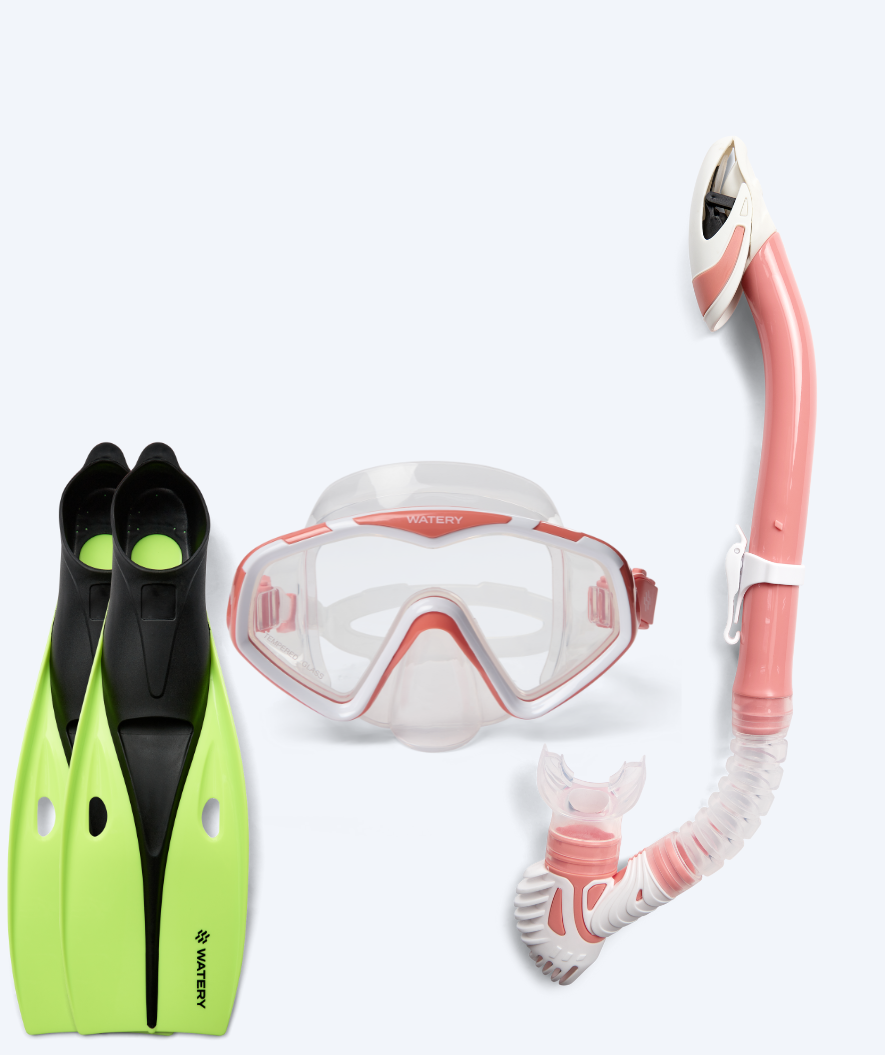 Watery snorkel set for adults (from 15 years) - Leach/Breeve - White/pink
