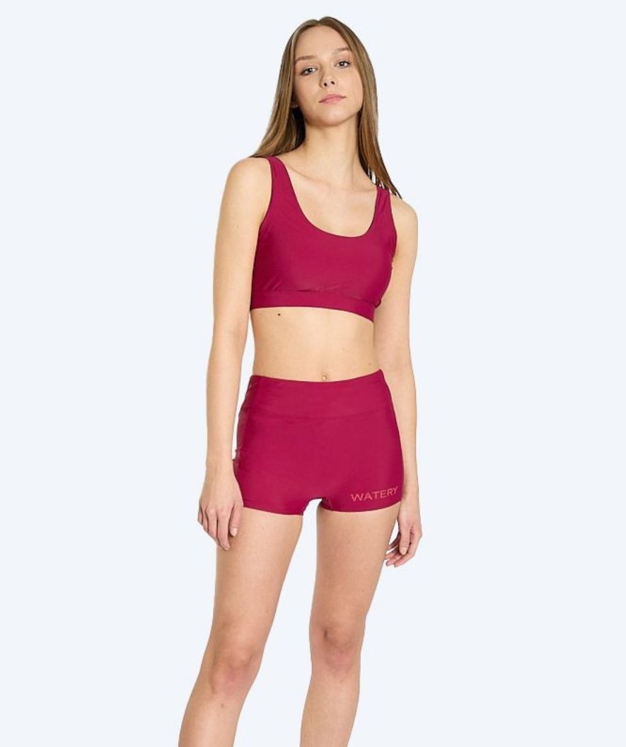 Watery bikini bottom for women - Remington - Dark red