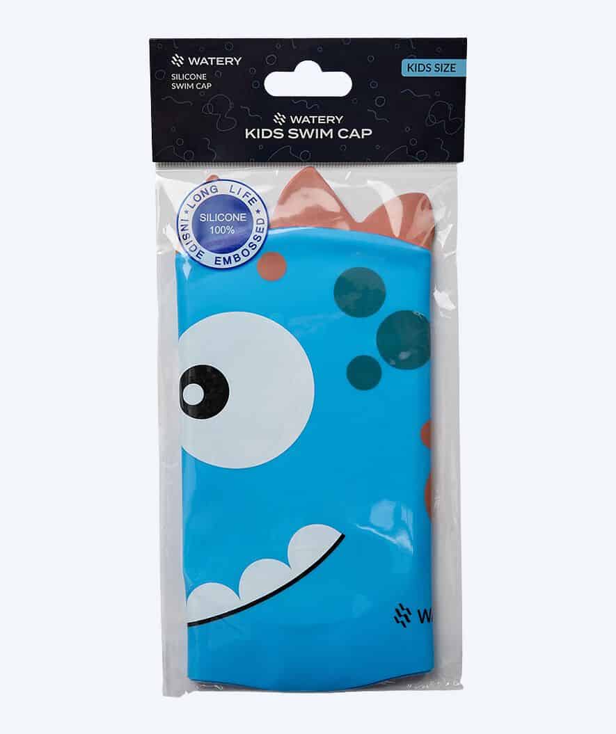Watery swim cap for kids - Dashers - Dino (Light Blue)