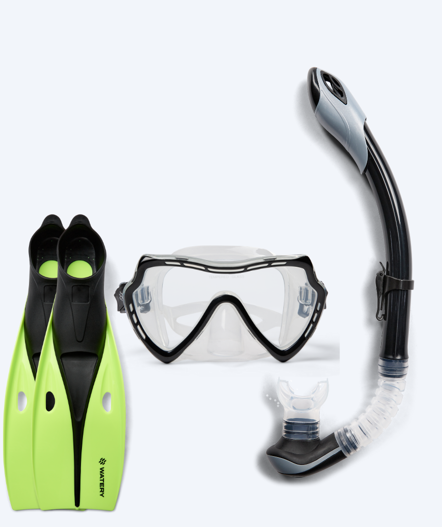 Watery snorkel set for adults (from 15 years) - Nebula/Breeve - Black