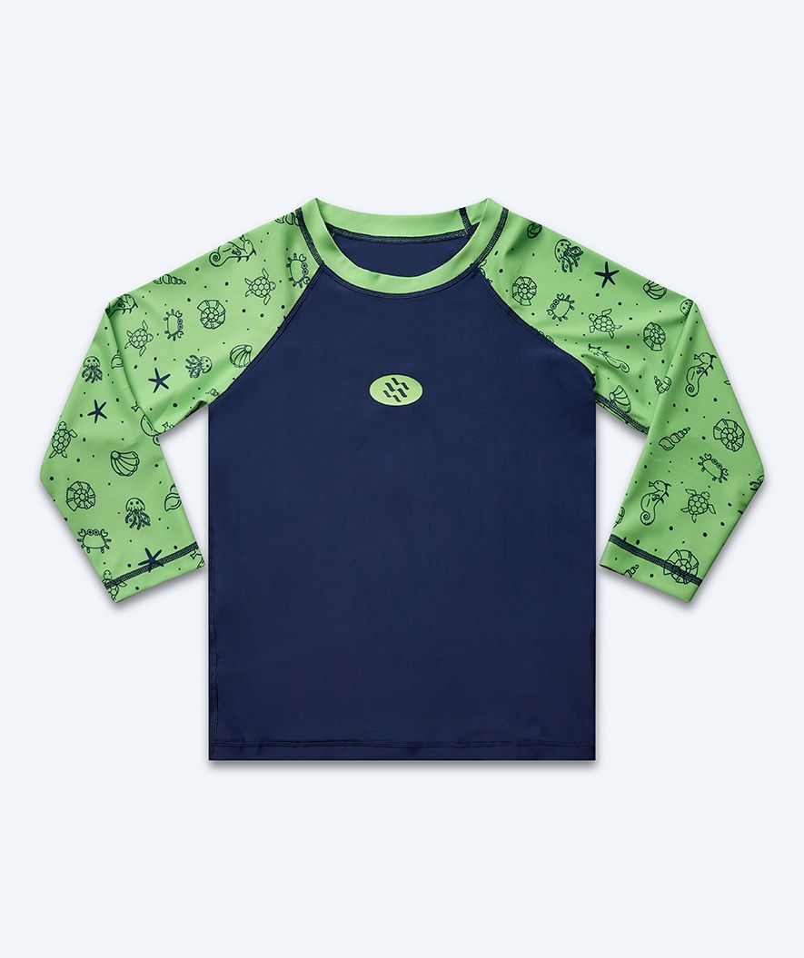 Watery UV shirt for kids - Brandman Long Sleeved Rashguard - Green/blue