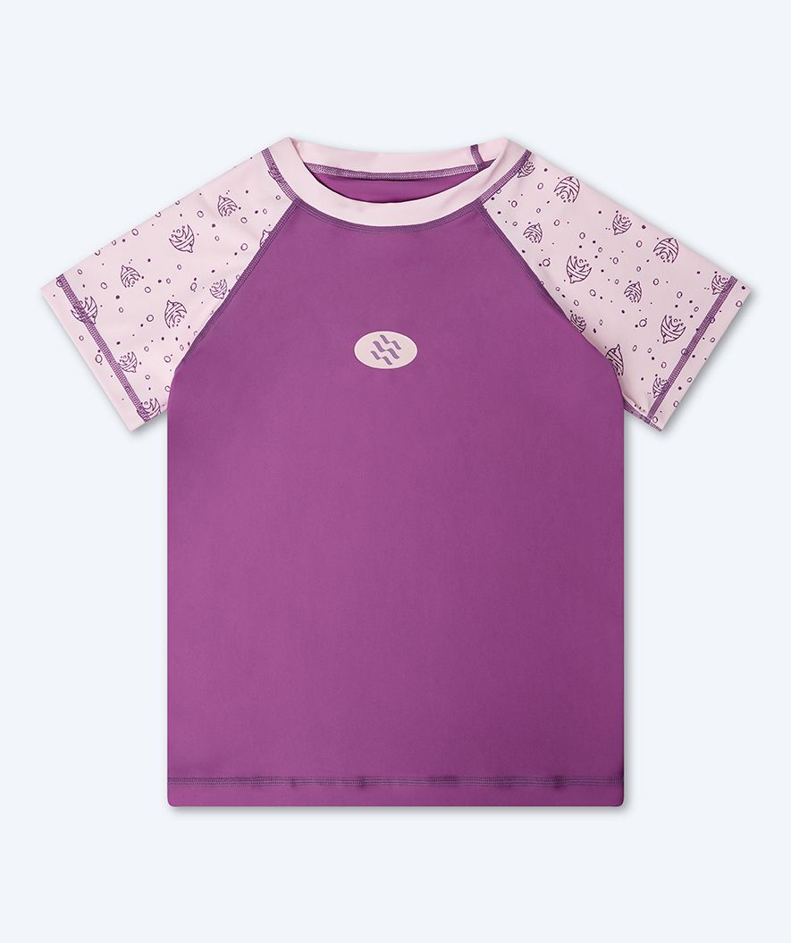 Watery UV shirt for kids - Brandman Short Sleeved Rashguard - Purple/pink