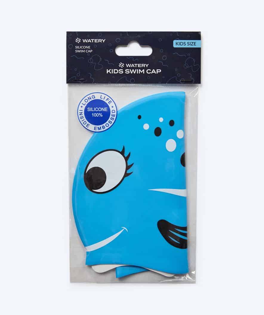 Watery swim cap for kids - Dashers - Fish (Light Blue)