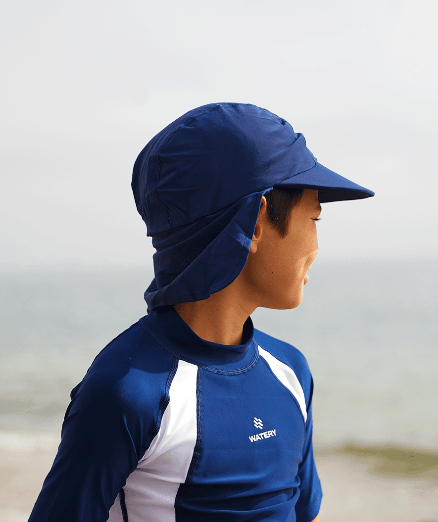 Watery sunhat for kids - Cascade - Dark blue