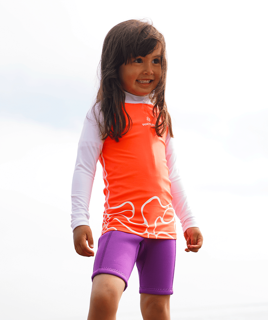 Watery UV shirt for kids - Chilton Short Sleeved Rashguard - Pink/white
