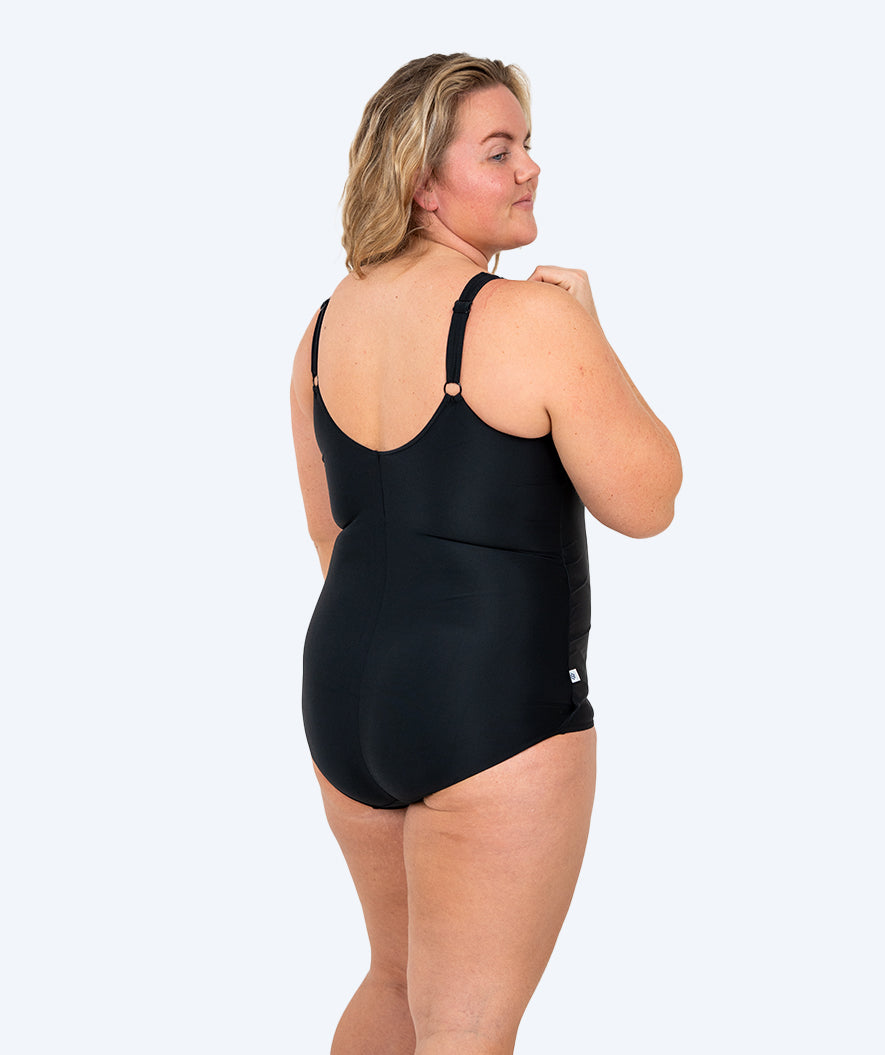 Watery swimsuit plus size for women with flowers - Vale - Black/white