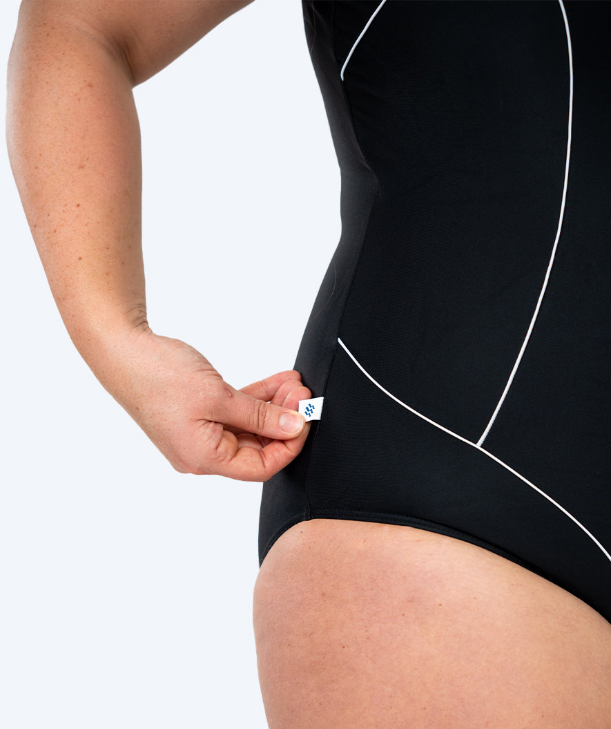 Watery swimsuit in big sizes for women - Tamaya U-Back - Black/white
