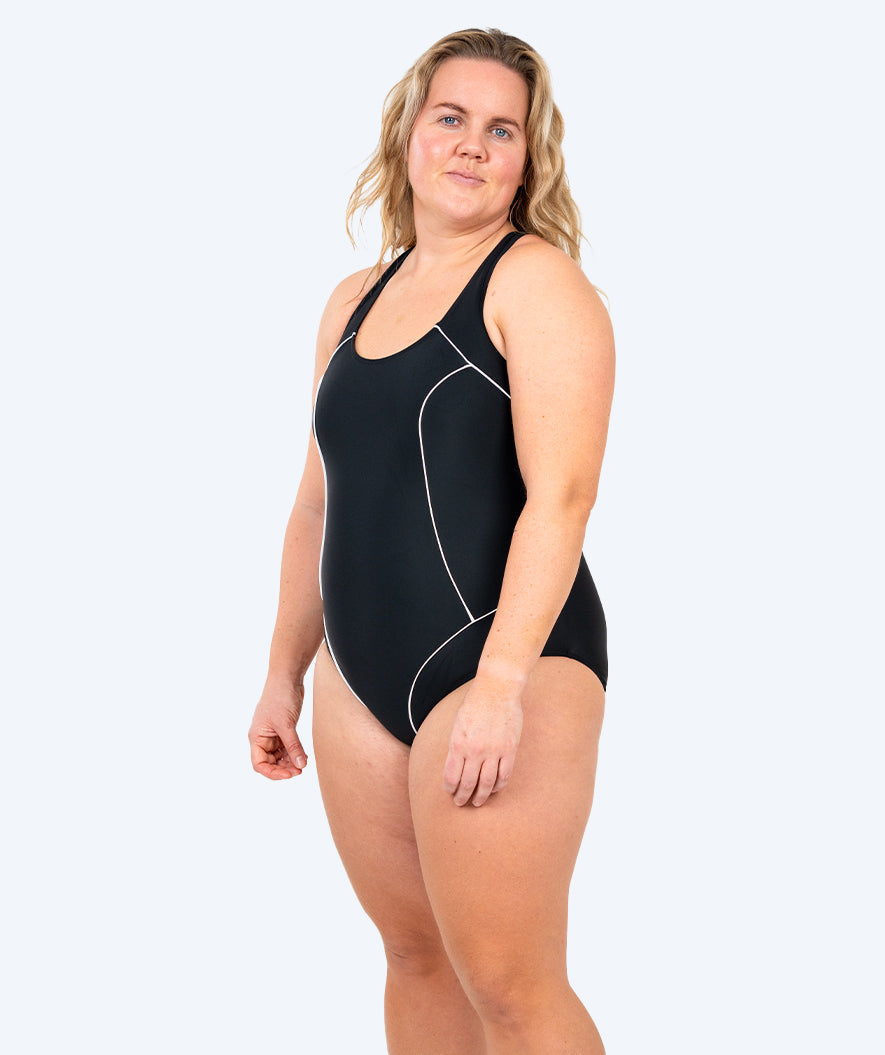Watery swimsuit in big sizes for women - Kaito - Black/white