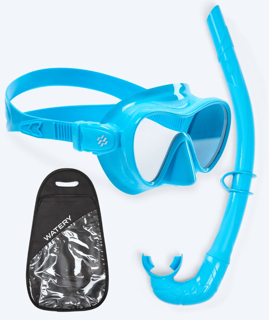 Watery Combo snorkel set for kids - Cliff - Light blue