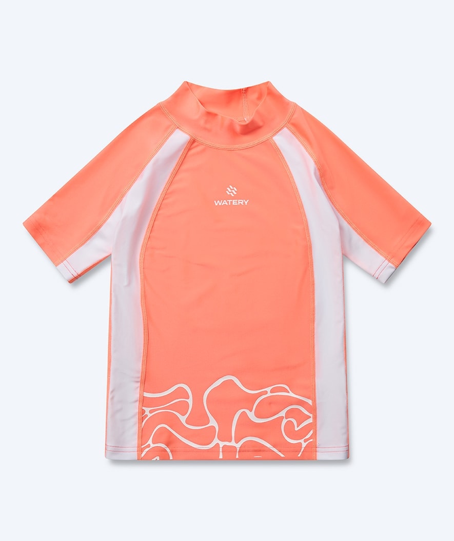 Watery UV shirt for kids - Chilton Short Sleeved Rashguard - Pink/white