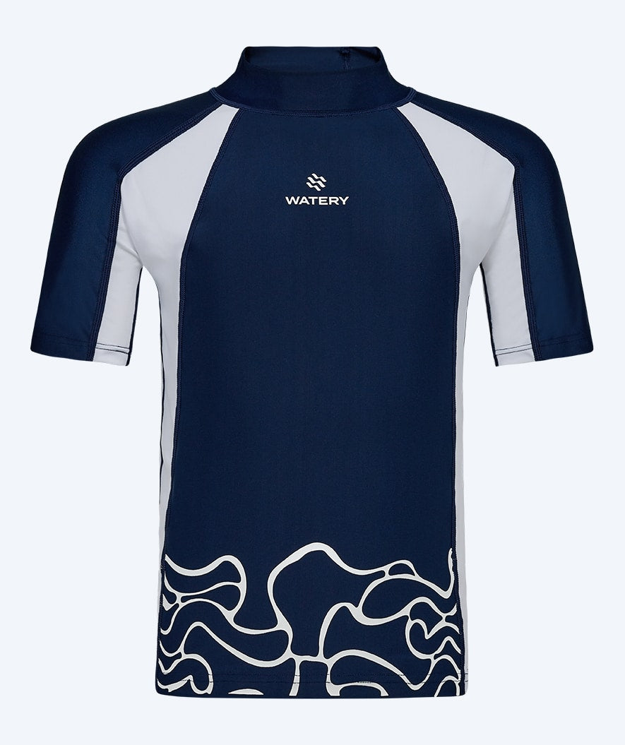 Watery UV shirt for kids - Chilton Short Sleeved Rashguard - Dark blue/white