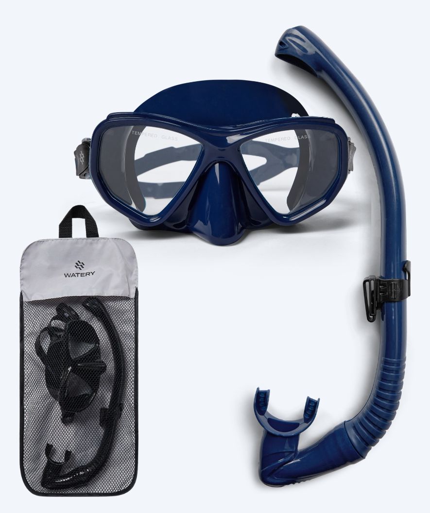 Watery Combo snorkel set for adults (from 15 years) - Fenton Pro - Dark Blue
