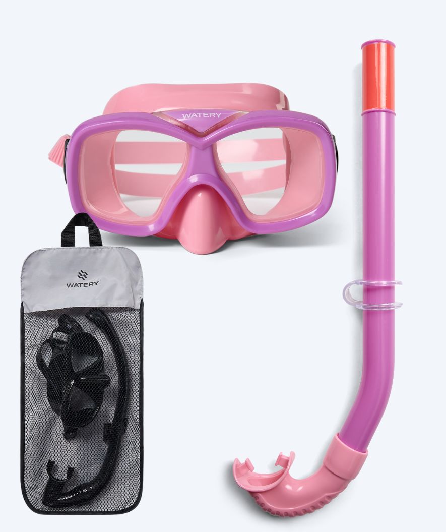Watery Combo snorkel set for junior (8-15) - Misu - Pink/Purple