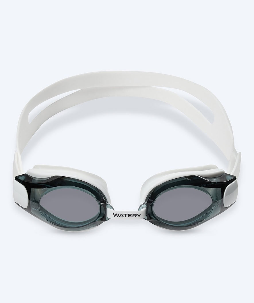 Watery nearsighted prescription swim goggles for adults - (-2.0) to (-5.0) - Naida - White (Smoke lens)