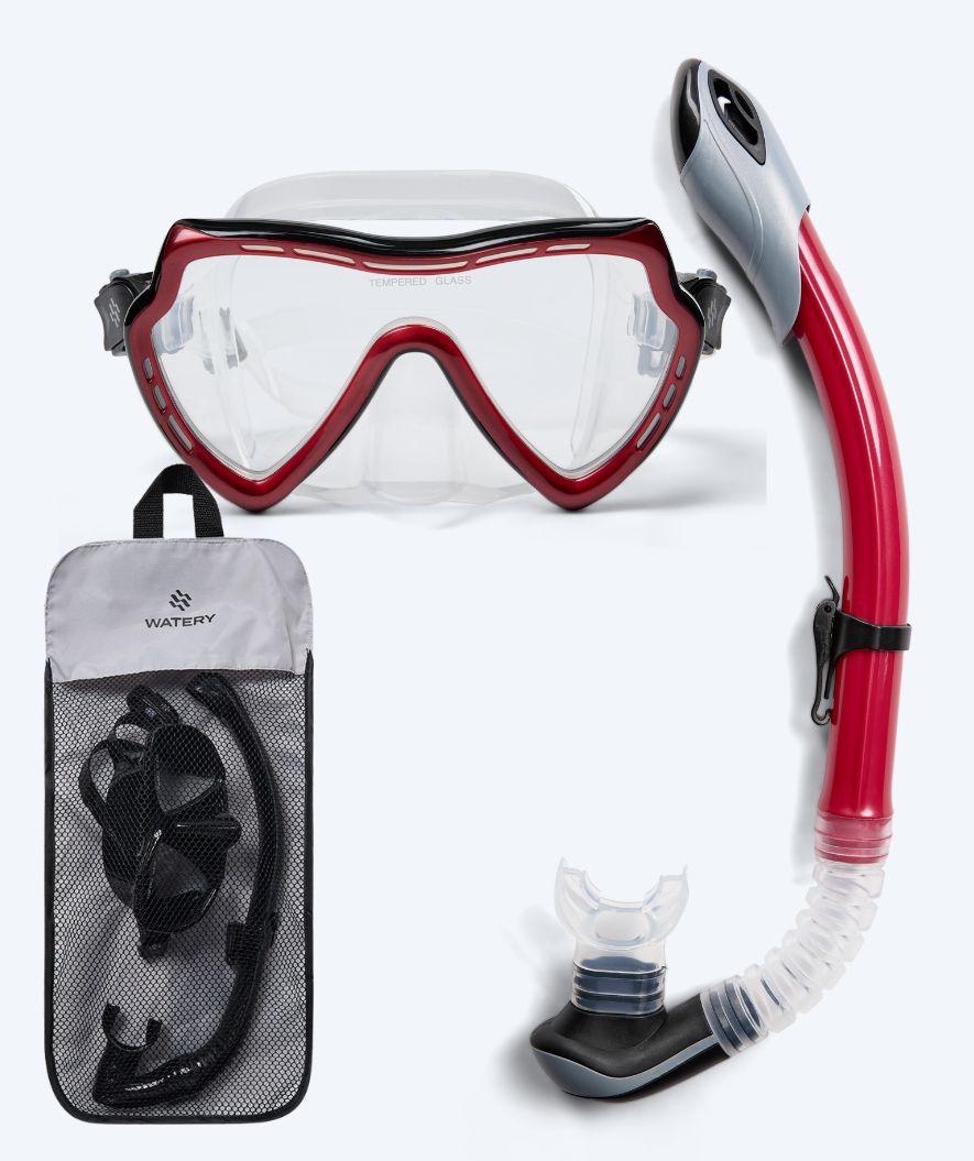 Watery Combo snorkel set for adults (from 15 years) - Nebula - Black/red