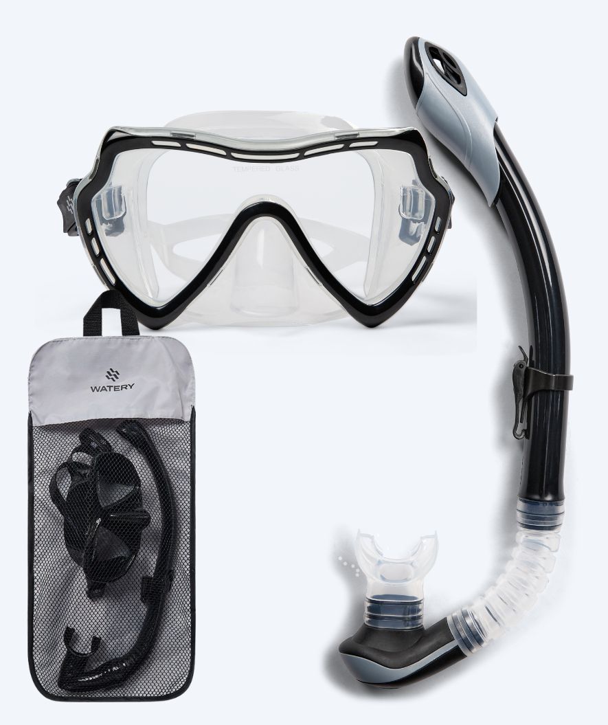 Watery Combo snorkel set for adults (from 15 years) - Nebula - Black