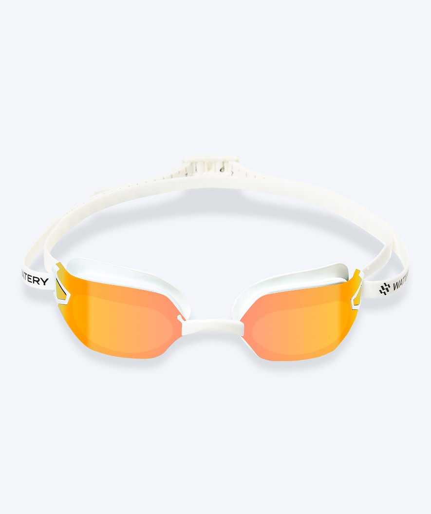 Watery competition swim goggles for kids - Power Lane - White/gold