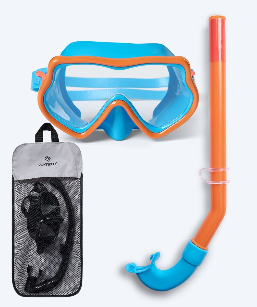Watery Combo snorkel set for kids (4-10) - Pulina - Blue/Orange