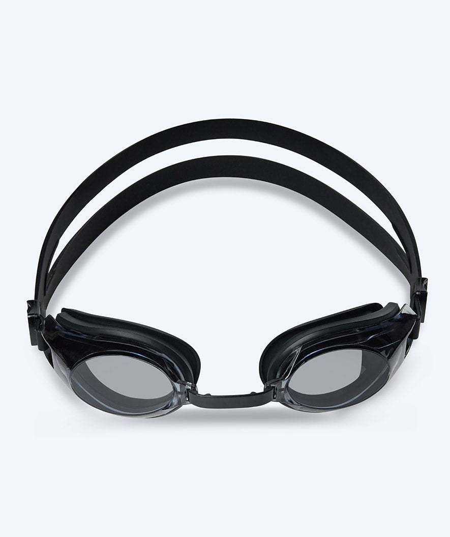 Watery farsighted prescription swim goggles for adults - (+2.0) to (+4.5) - Ridley - Black (Smoke lens)