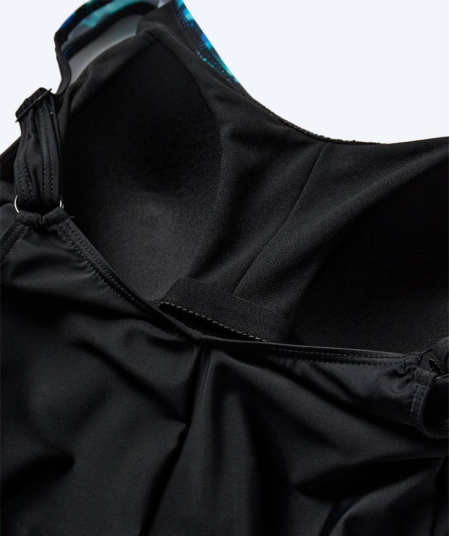 Watery swimsuit plus size for women with flowers - Vale - Black/blue