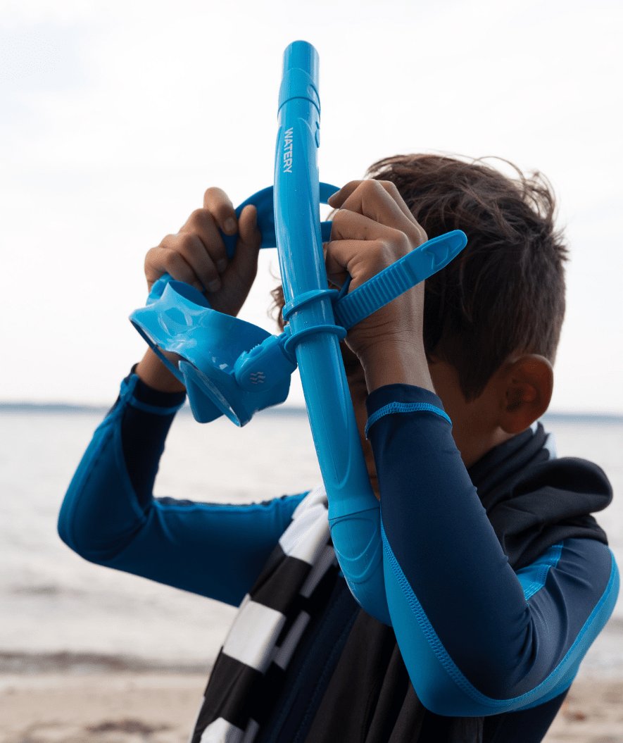 Watery Combo snorkel set for kids - Cliff - Light blue