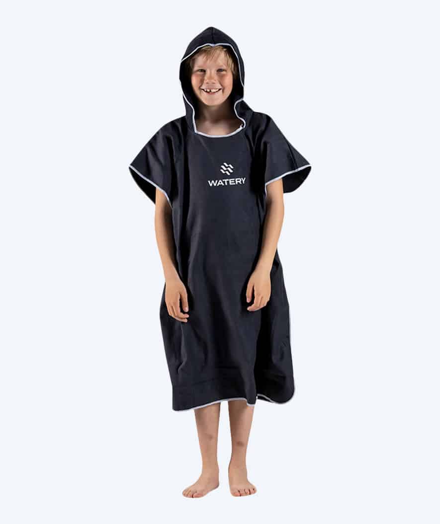 Watery bathing poncho for junior (6-15) - Microfiber - Black