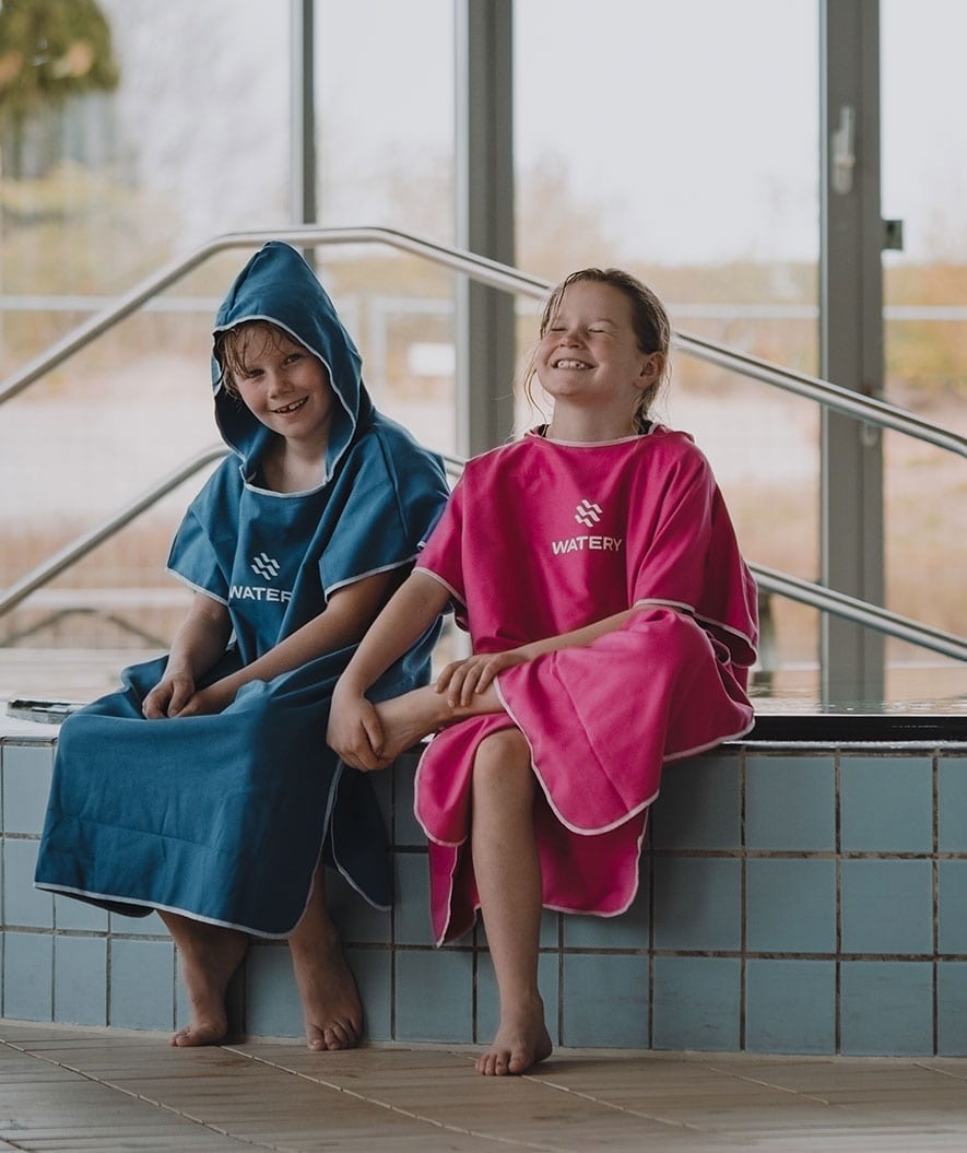 Watery bathing poncho for junior (6-15) - Microfiber - Royal Blue