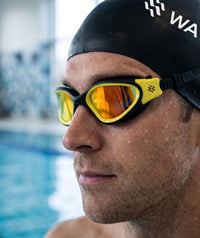 Watery training swimming goggles - Raven Mirror - Black/yellow