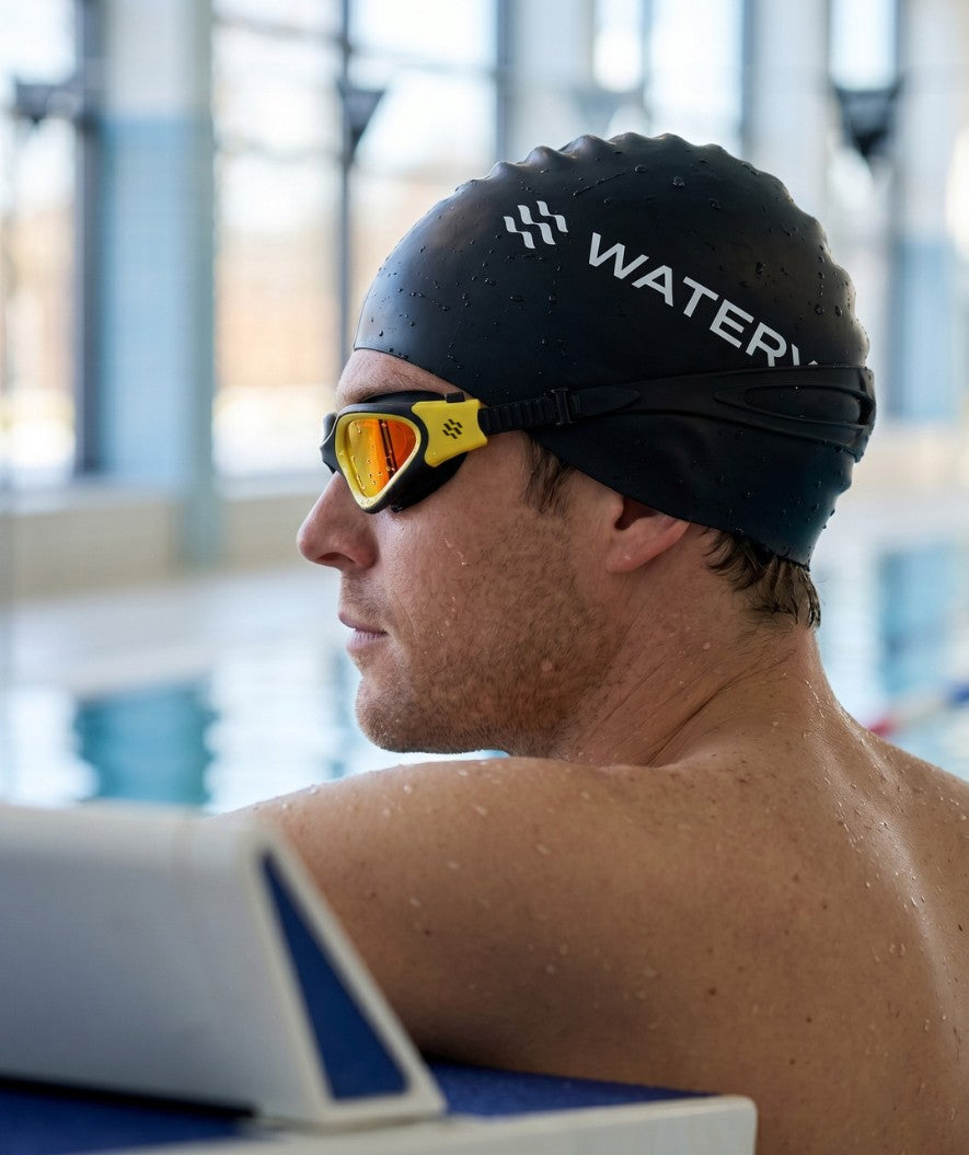 Watery training swimming goggles - Raven Mirror - Black/yellow