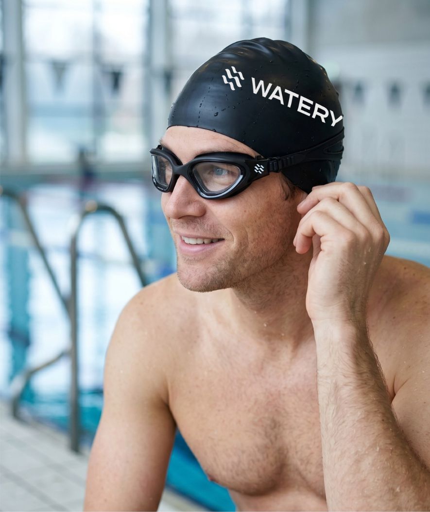 Watery training swimming goggles - Raven Active - Black/clear