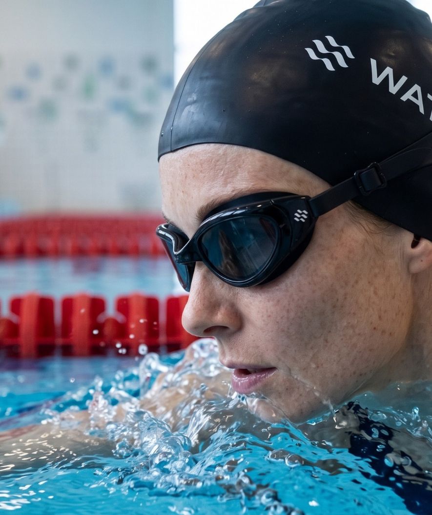 Watery training swimming goggles - Wade Active - Black (Smoke lens)