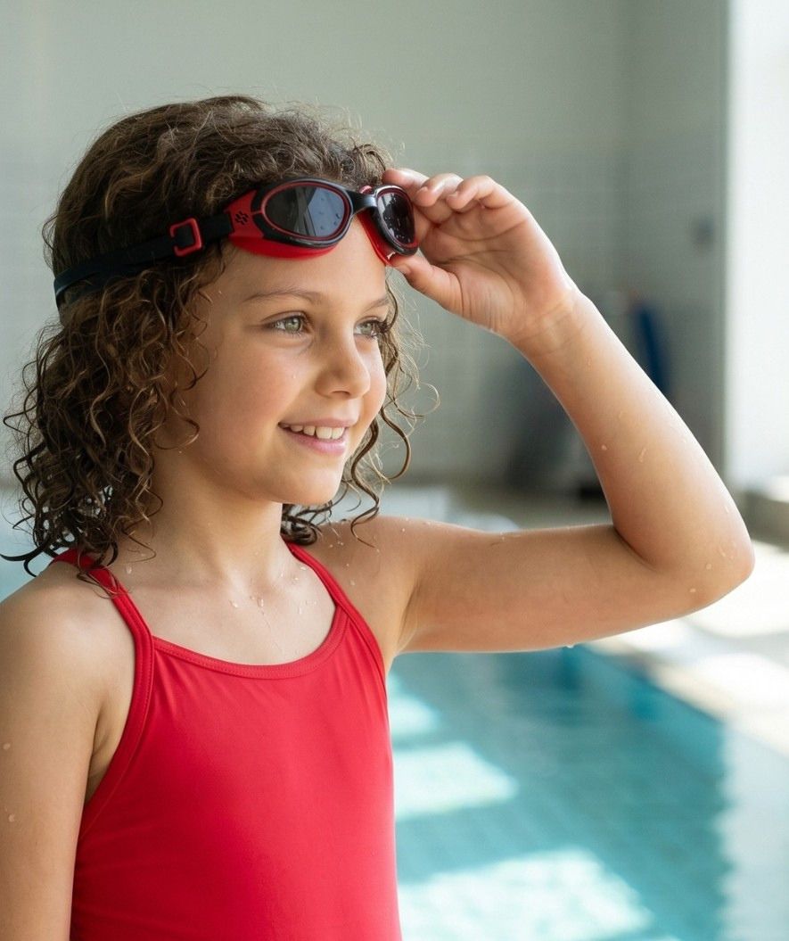 Watery swimming goggles for kids - Wade Active - Black/red (Smoke lens)