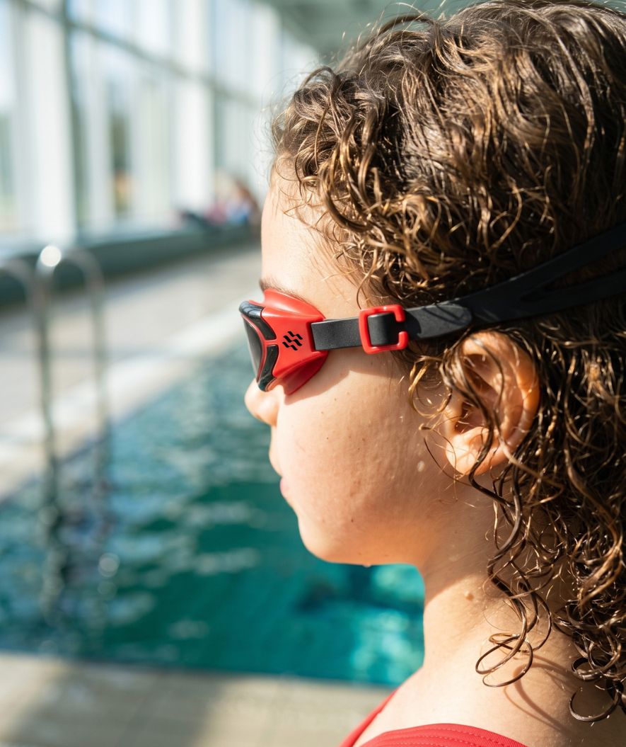 Watery swimming goggles for kids - Wade Active - Black/red (Smoke lens)
