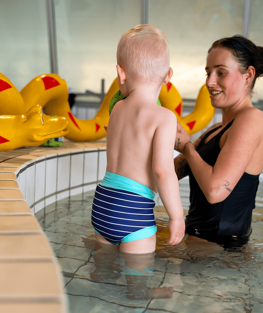 Watery swim nappies for kids - Neoprene Swim Nappy - Turquoise Stripes