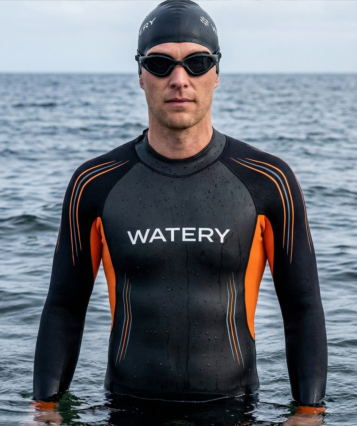 Watery wetsuit for men - Reptile Core - Black/orange