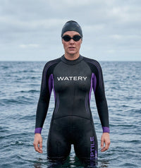 Watery wetsuit for women - Reptile Core - Black/purple