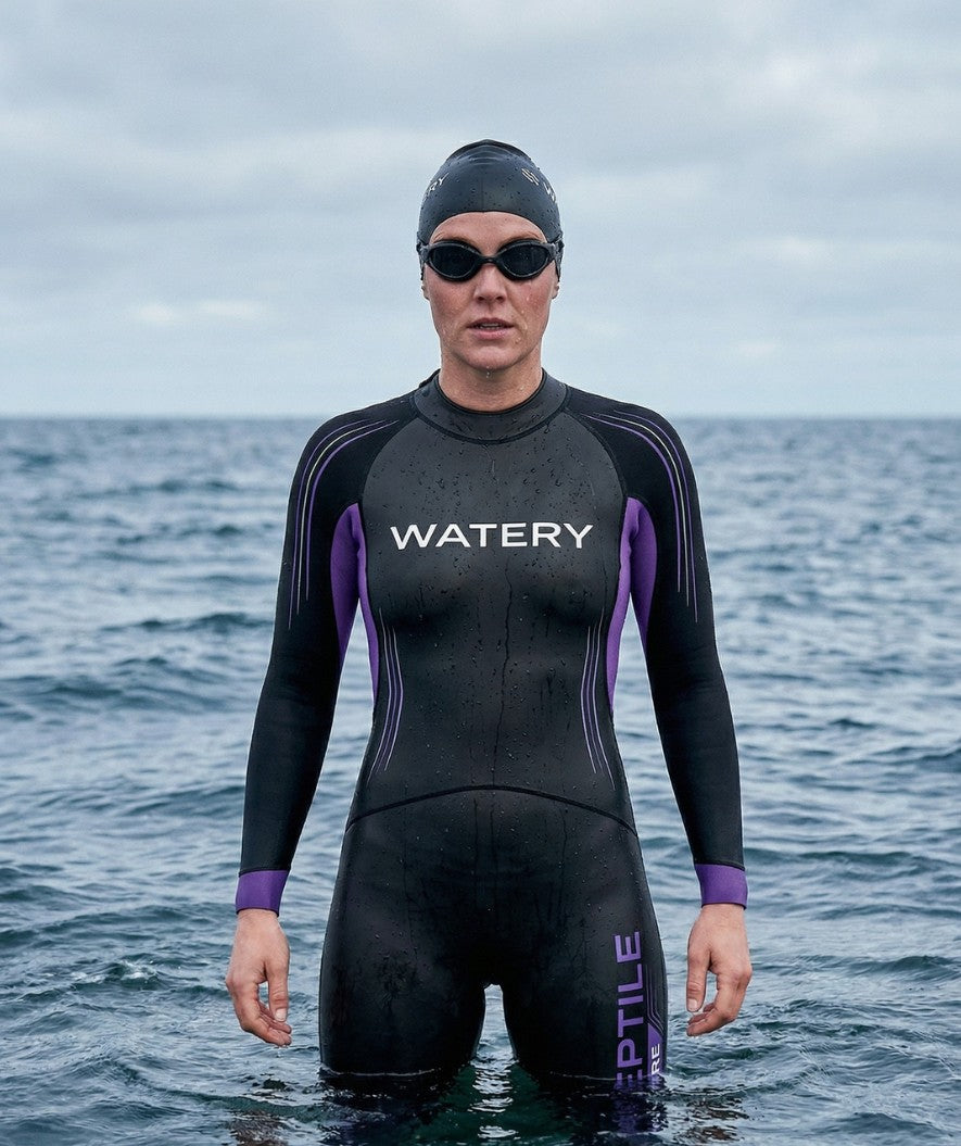 Watery wetsuit for women - Reptile Core - Black/purple