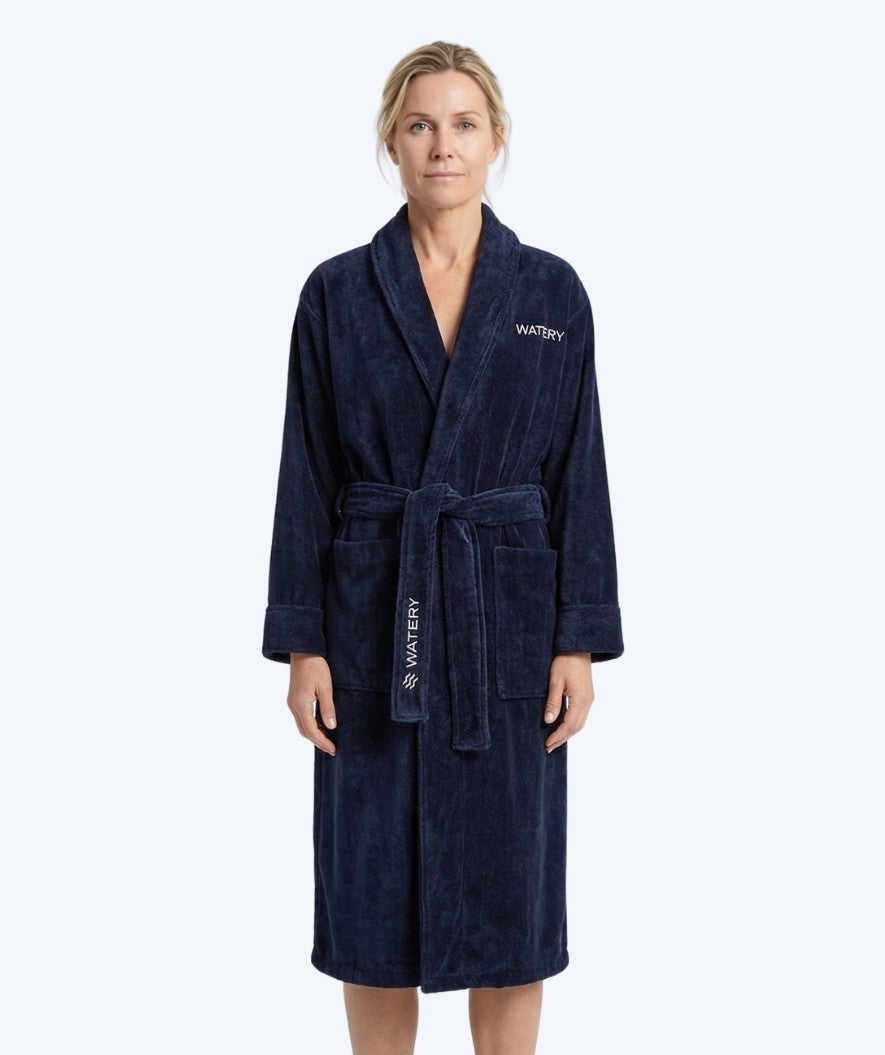 Watery bathrobe for ladies - Mariana - Navy blue