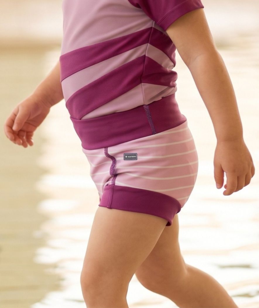 Watery swim nappies for kids - Neoprene Swim Nappy - Purple Stripes