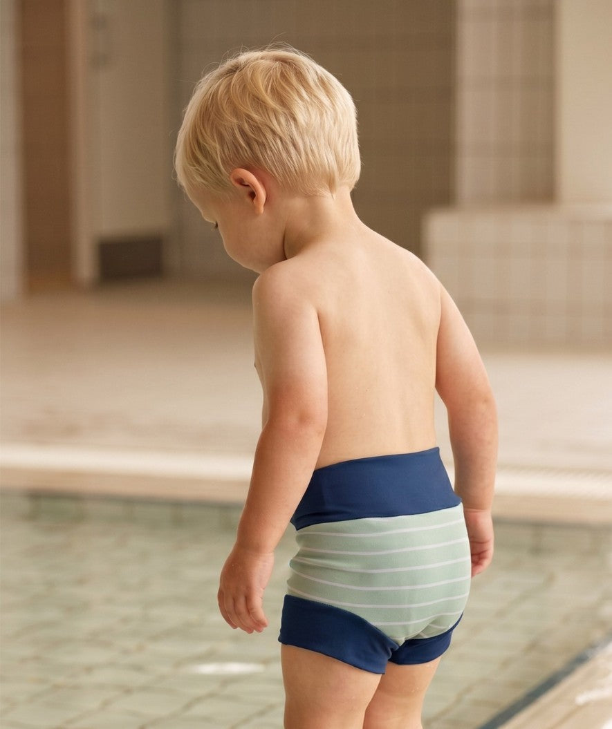 Watery swim nappies for kids - Neoprene Swim Nappy - Nordic Green Stripes