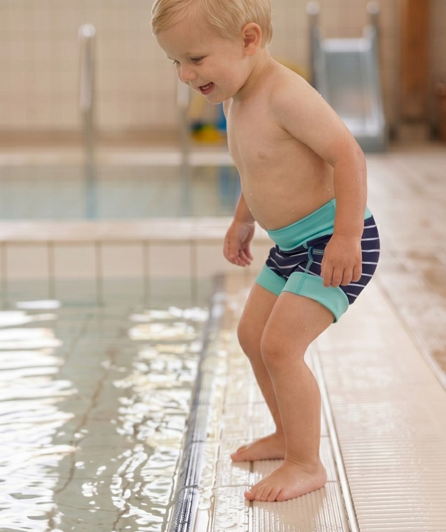 Watery swim nappies for kids - Neoprene Swim Nappy - Turquoise Stripes