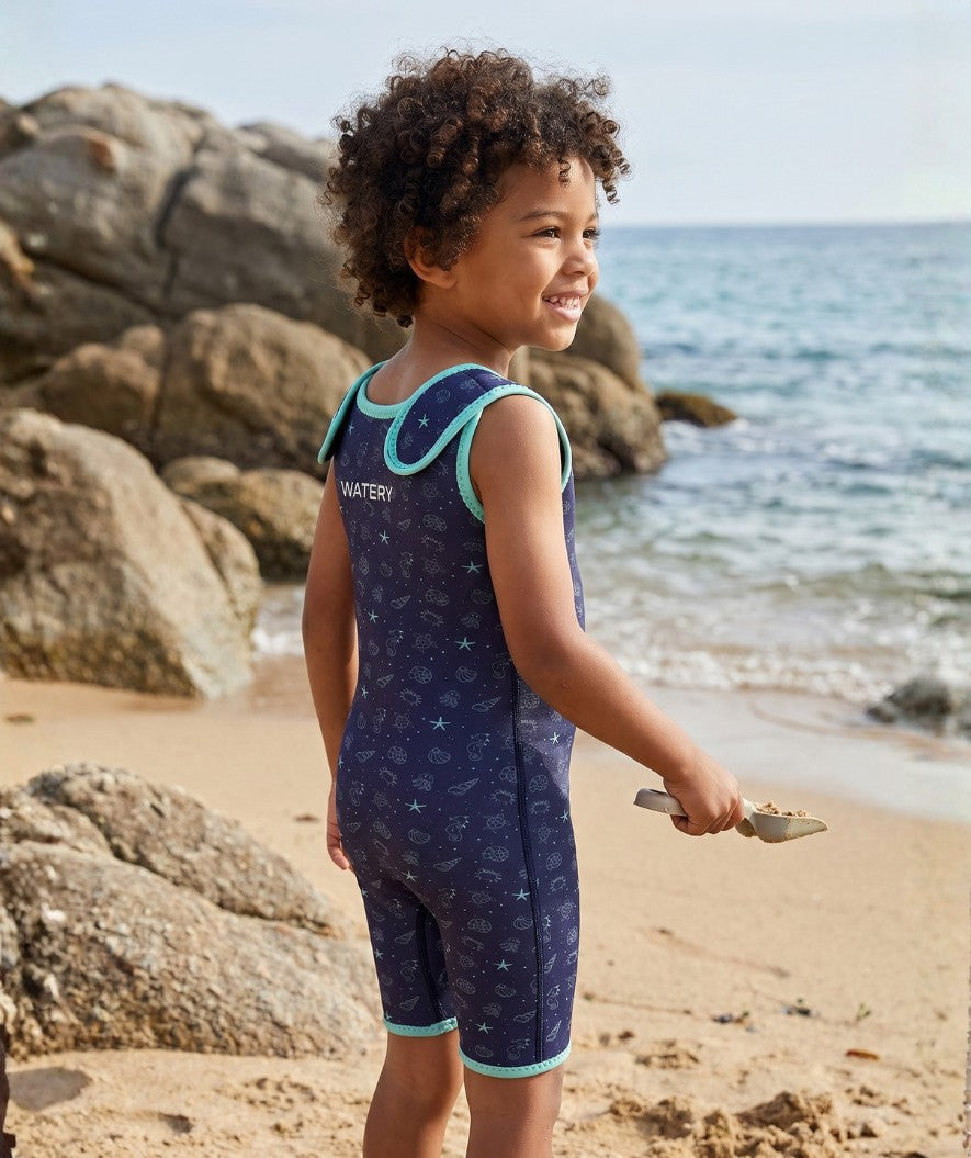 Watery wetsuit for kids - Baia Shorty - Atlantic Turquoise