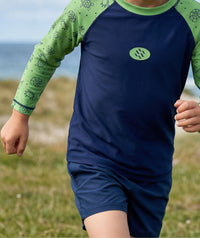 Watery UV-shirt for kids - Brandman Long Sleeve Rashguard - Green/blue