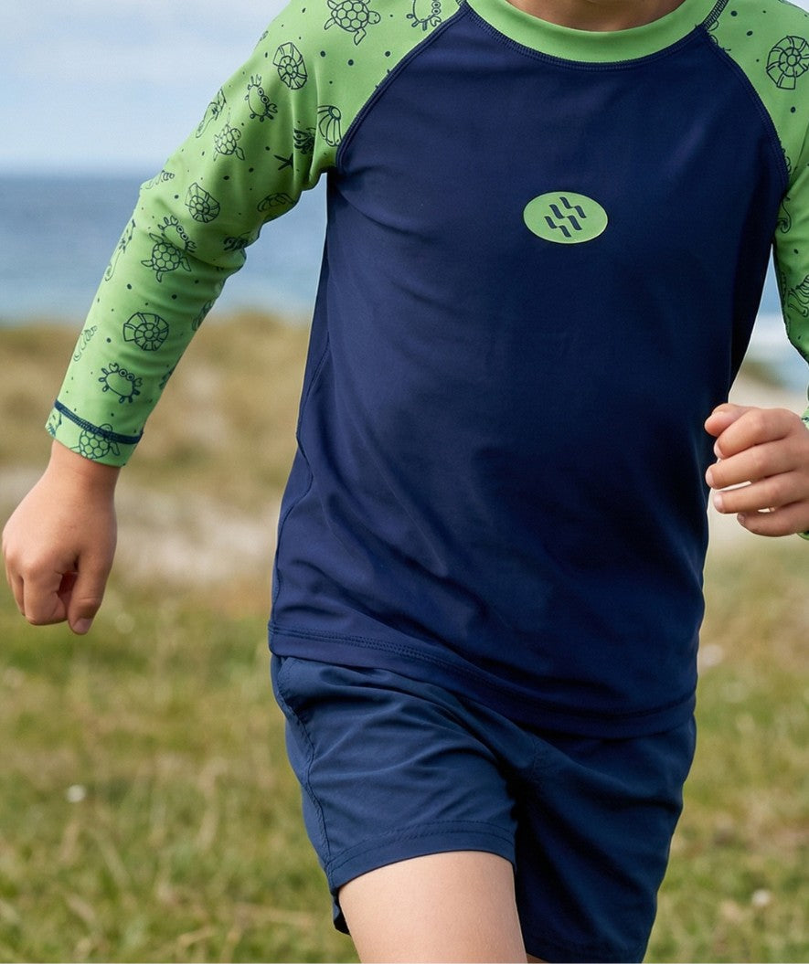 Watery UV-shirt for kids - Brandman Long Sleeve Rashguard - Green/blue