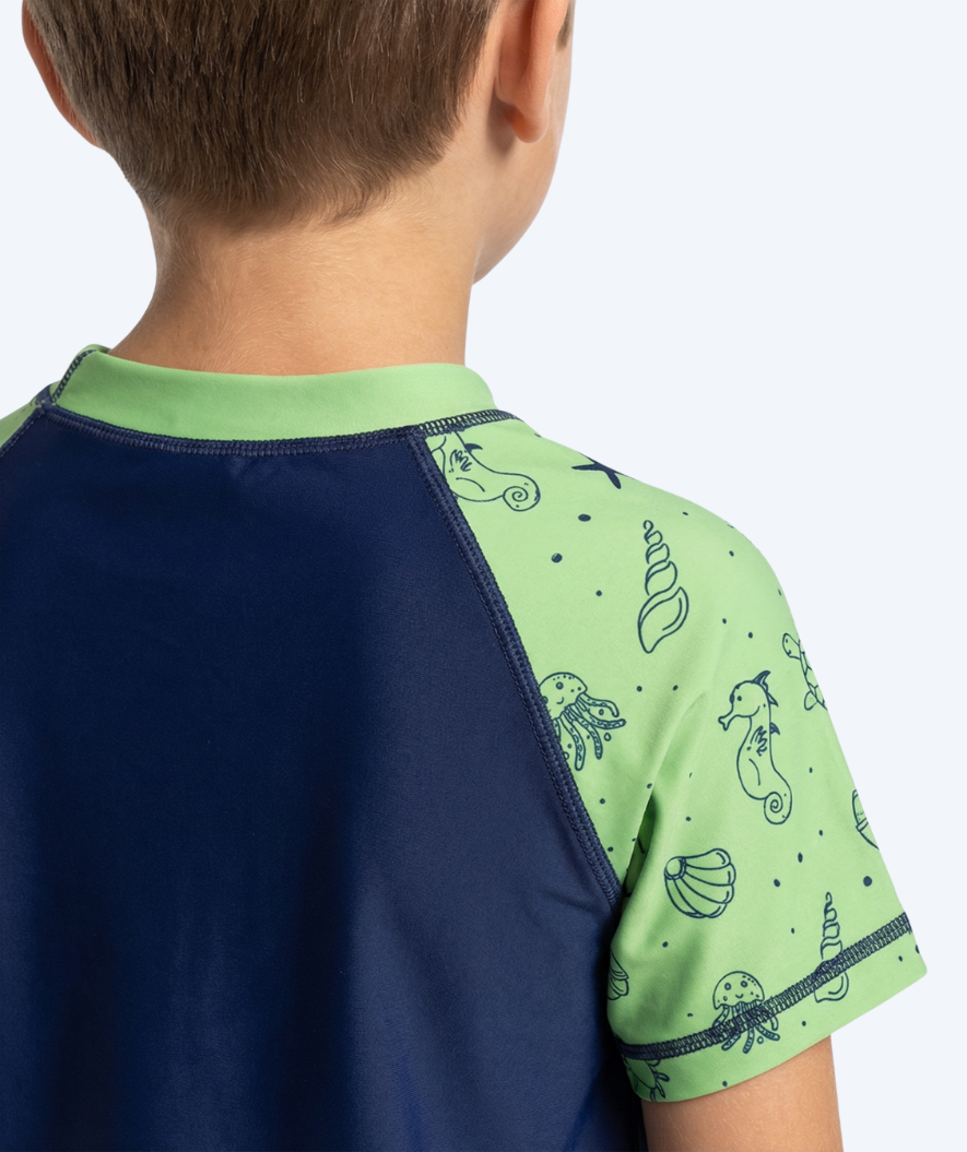 Watery UV-shirt for kids - Brandman Short Sleeve Rashguard - Green/blue