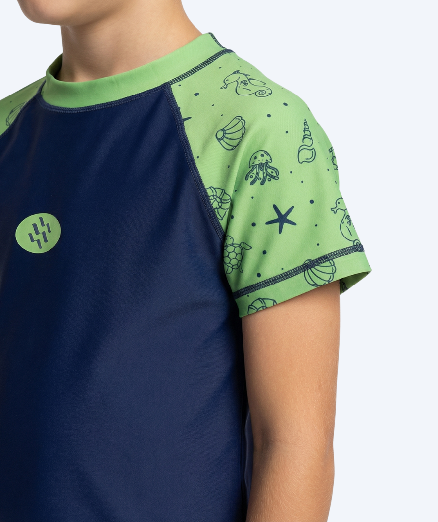 Watery UV-shirt for kids - Brandman Short Sleeve Rashguard - Green/blue